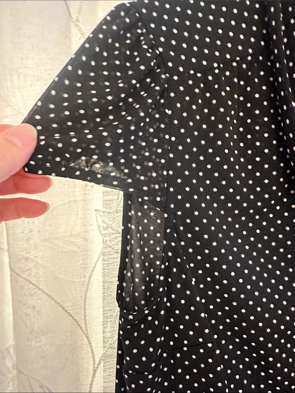 Tahari Black & White Polka Dot Tie-Front Blouse - Picture 4 of 5
